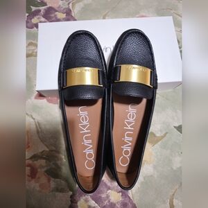 Calvin Klein Black Loafers with Gold Detail